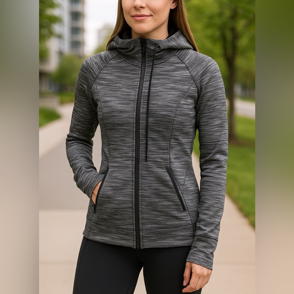 Lululemon Gray Black Space-Dye Zip-Up Hoodie Size 6